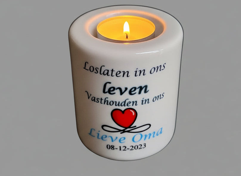 Herdenkingslichtje met naam Loslaten in ons leven