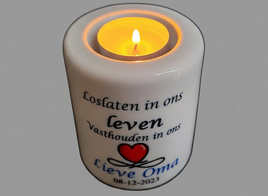 Herdenkingslichtje met naam Loslaten in ons leven