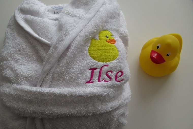 Badjas met eigen afbeelding of geboortekaartje