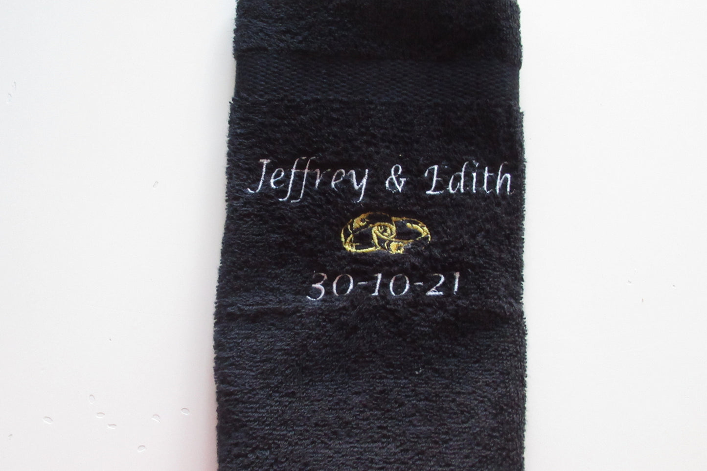 Gastendoek met namen en trouwdatum