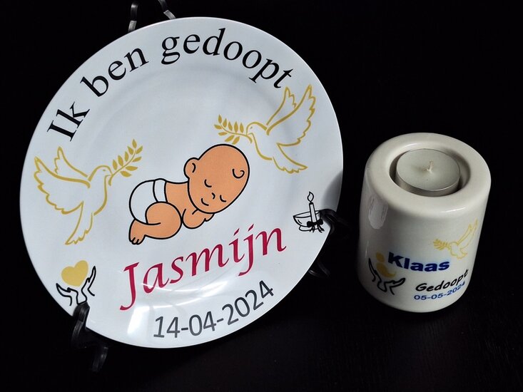 Kaarsenhouder Doop en doopdatum