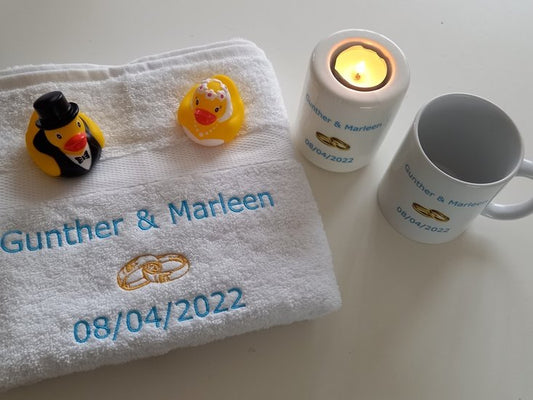 Koffiemok met Namen en trouwdatum