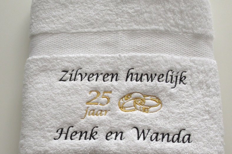 Zilveren huwelijk cadeau 25 jaar getrouwd huwelijkscadeau Borduur Kado