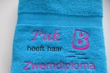 blauwe diploma handdoek