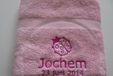 roze handdoek met naam