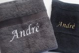 grijze handdoeken met naam