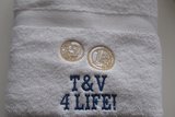 handdoek met geld logo