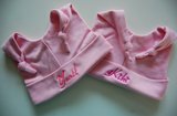 Babymuts roze met knoopjes 50/56 met naam_