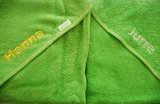 groene badcape met naam
