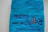 zwemdiploma handdoek blauw