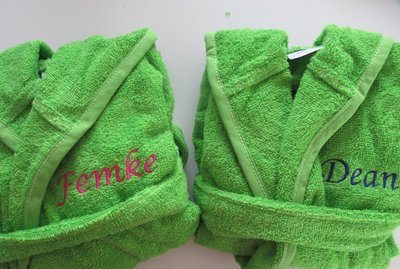 groene badjassen