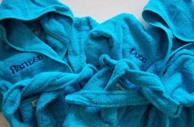 badjas donkerblauw met naam