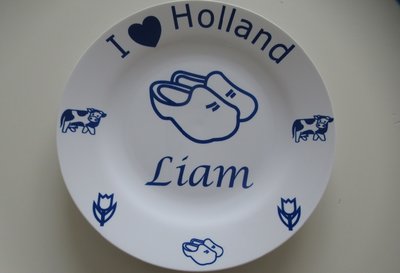 delftsblauw bord met klompen