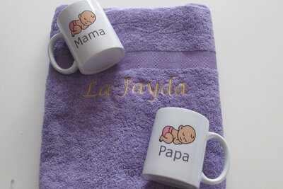 Handdoek lila paars met naam