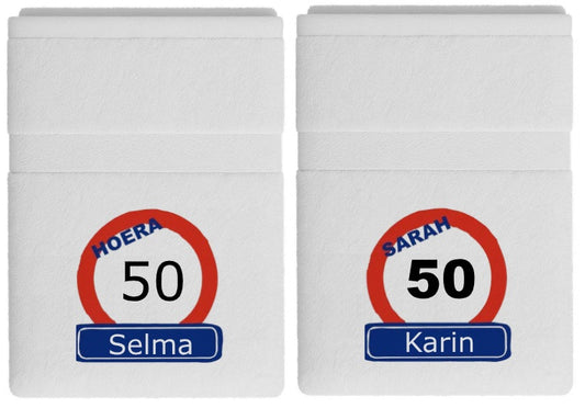 Sarah 50 jaar handdoek met naam