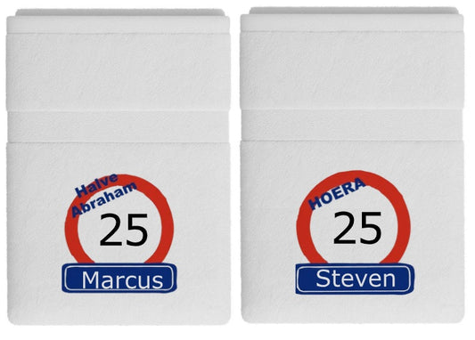 Halve Abraham 25 jaar handdoek met naam