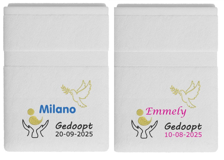 Doopcadeau Handdoek met Naam en Doopdatum