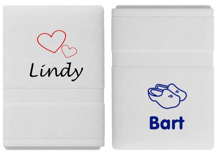 Badlaken met naam en afbeelding