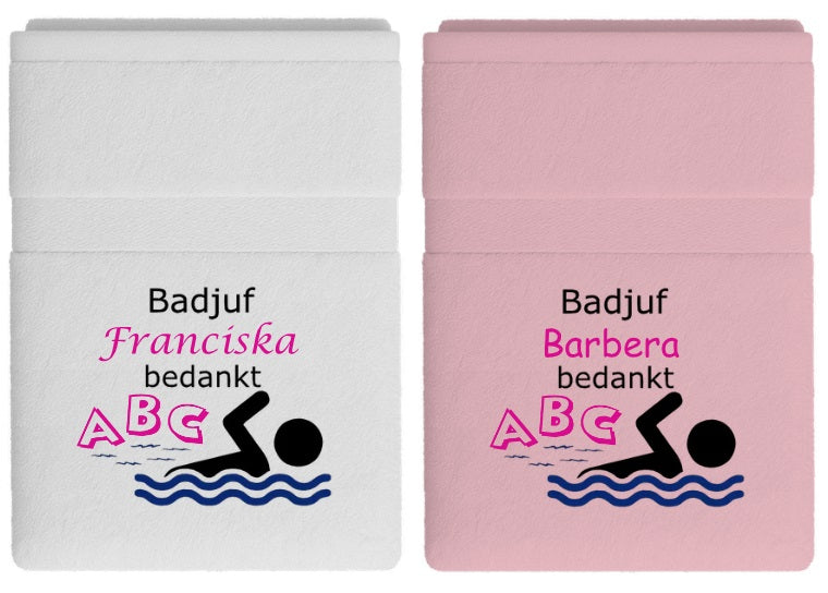 Badjuf bedankt cadeau met naam