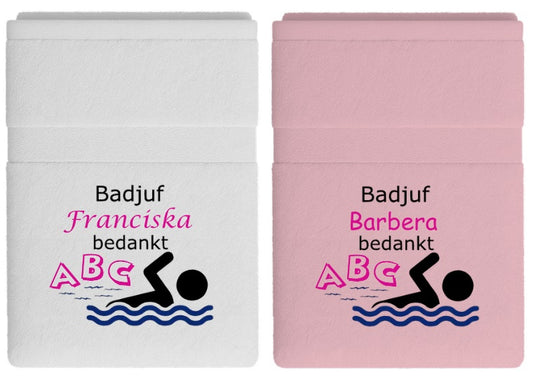 Badjuf bedankt cadeau met naam