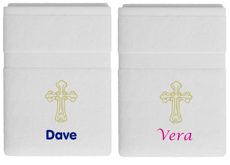 Doopcadeau Handdoek met Heilig Kruis met Naam