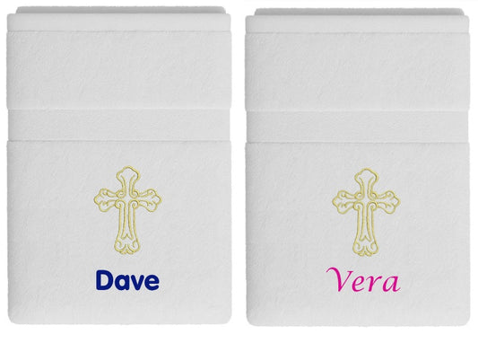 Doopcadeau Handdoek met Heilig Kruis met Naam