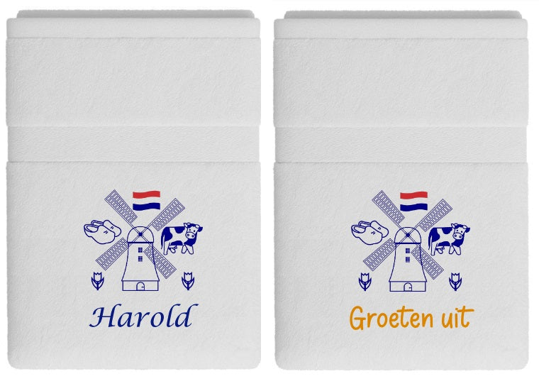 Handdoek met Molen en Naam een Typisch Nederlands Cadeau