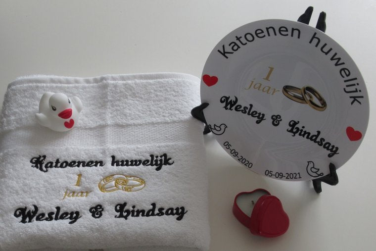 Katoenen huwelijk cadeau | 1 jaar getrouwd