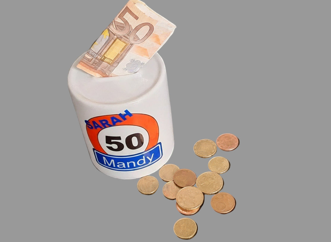 Spaarpot met Naam en Verkeersbord