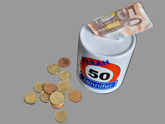 Spaarpot met Naam en Verkeersbord