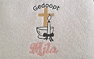 Doopcadeau Handdoek met ‘Gedoopt symbool met Naam