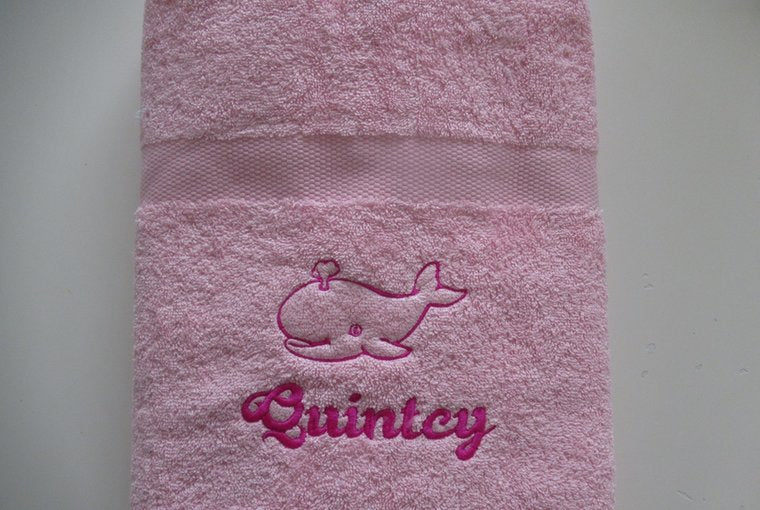 Badlaken met naam en afbeelding