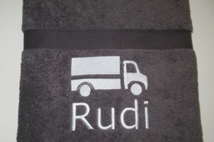 Badlaken met naam en afbeelding