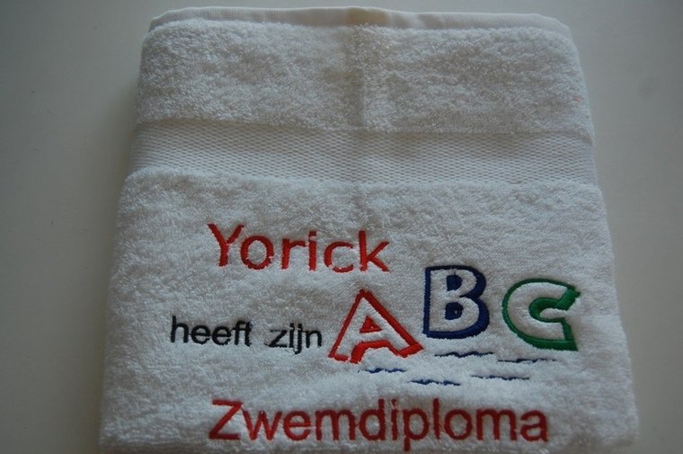 ABC zwemdiploma afzwem diploma met naam| Borduurkado.nl