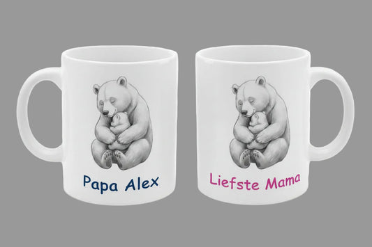 Aanstaande ouders kado leuke mok met afbeelding tekst Papa en Mama en hun namen