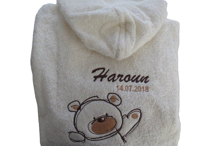 Badjas met eigen afbeelding of geboortekaartje