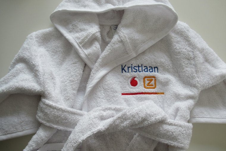 Badjas met naam en logo