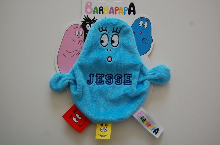 Barbapapa knuffeldoek met naam | Roze of blauwe