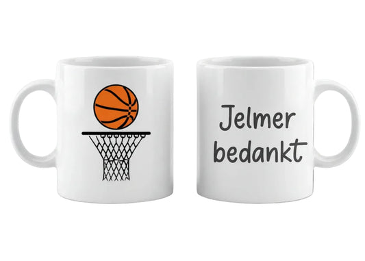 Mok met afbeelding van basketbal en net met naam