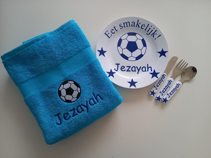 Voetbal handdoek met naam