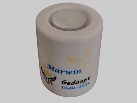 Kaarsenhouder Doop en doopdatum