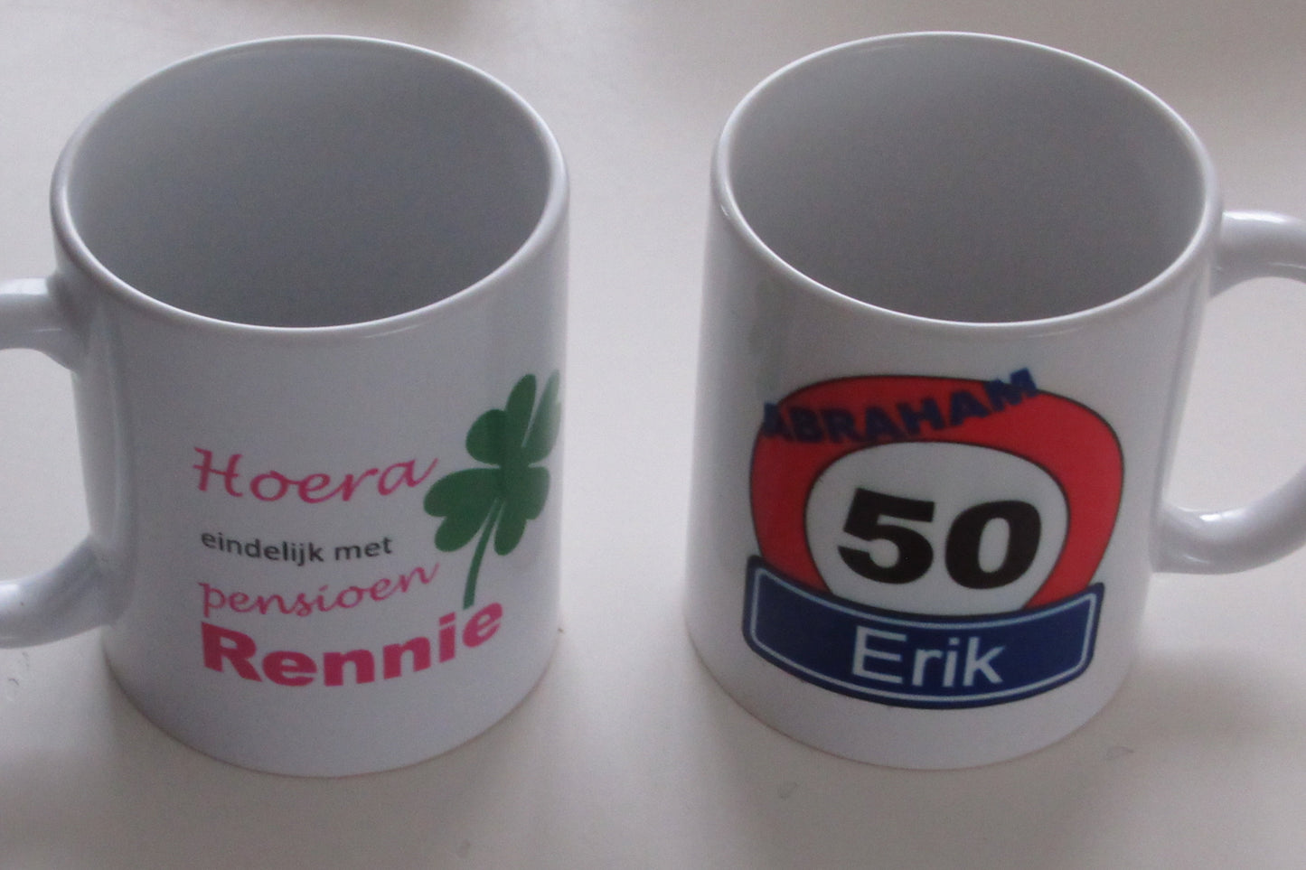 Koffiemok met Verkeersbord en naam en Leeftijd