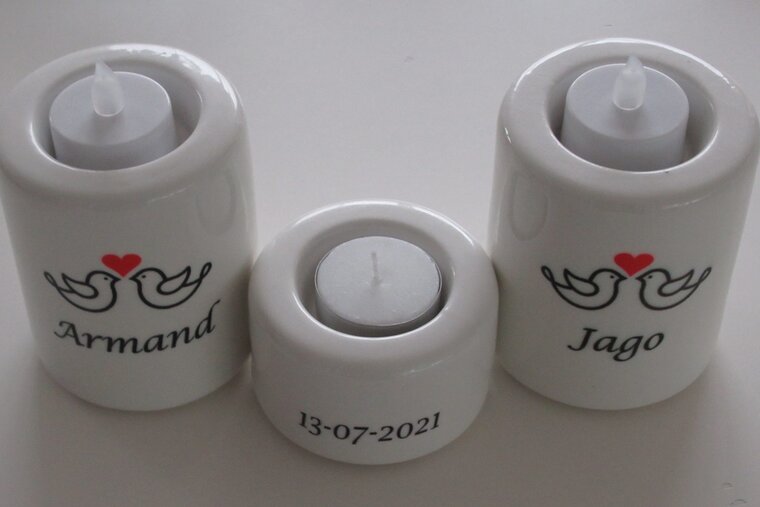 Kaarsenhouder met Tekst