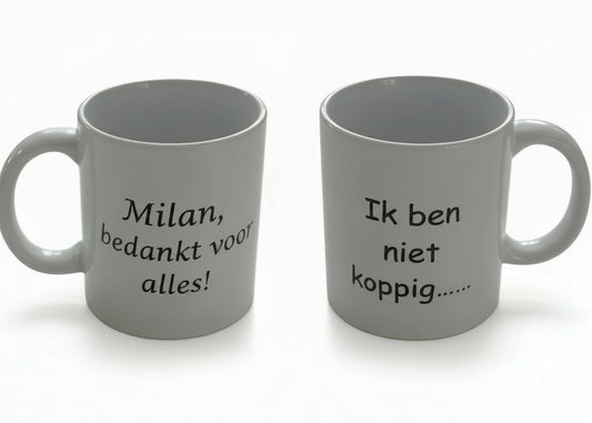 Koffiemok met tekst