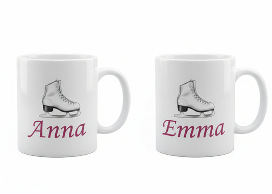 Schaats mok  cadeau met naam. Leuk dat cadeau voor mensen dei van schaatsen houden 