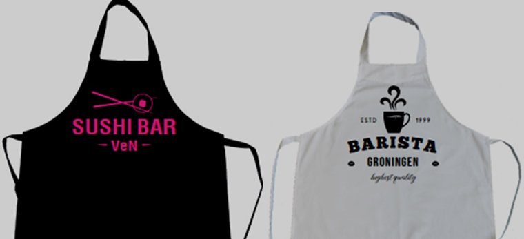 Schort met logo Keukenschort, BBQ schort, en Wijnschortjes