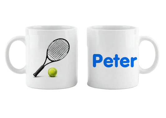 Tennis mok met naam. Leuk cadeau om te geven voor  aan een tennis liefhebbererj.
