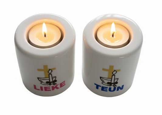 Waxinelichthouder doop kaarsen