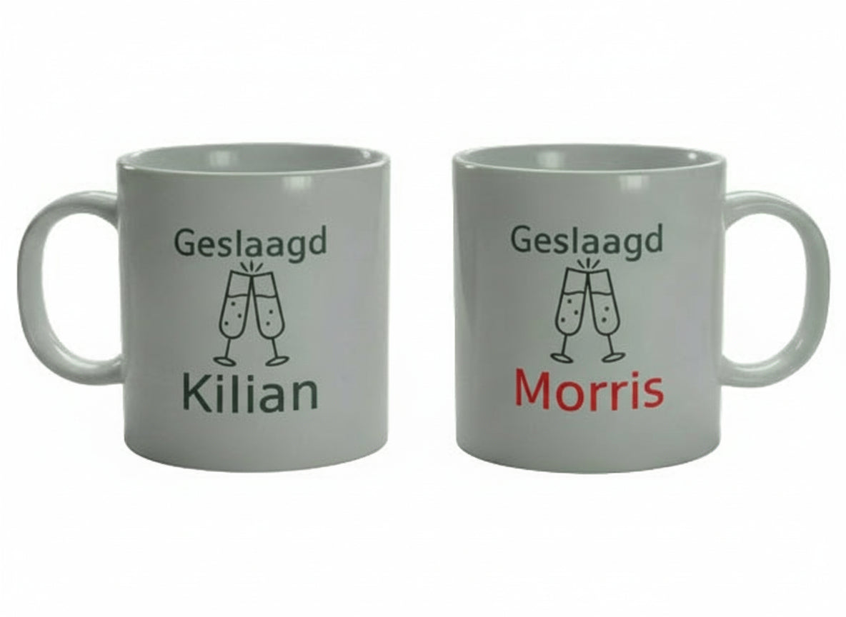 Koffiemok Geslaagd + Champagne glazen