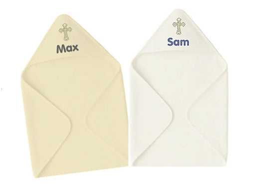 Baby Badcape met Naam en Heilig Kruis